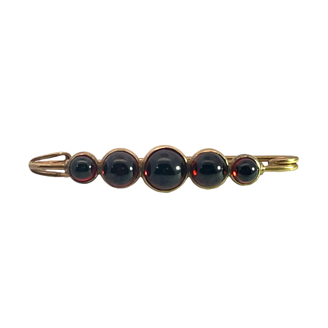 Victorian 10KY gold, and garnet cabochon collar pin