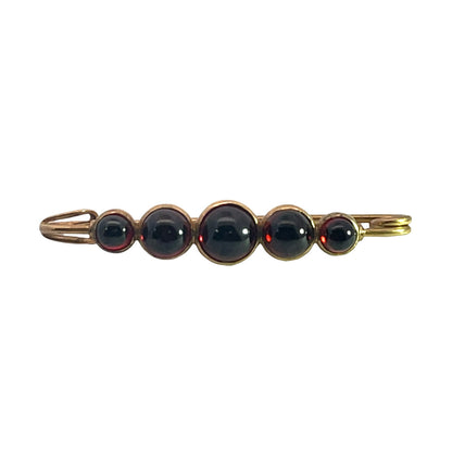 Victorian 10KY gold, and garnet cabochon collar pin