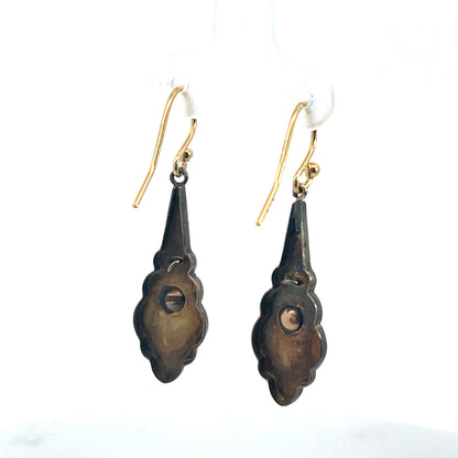 Victorian Gold Filled with garnet drop earrings