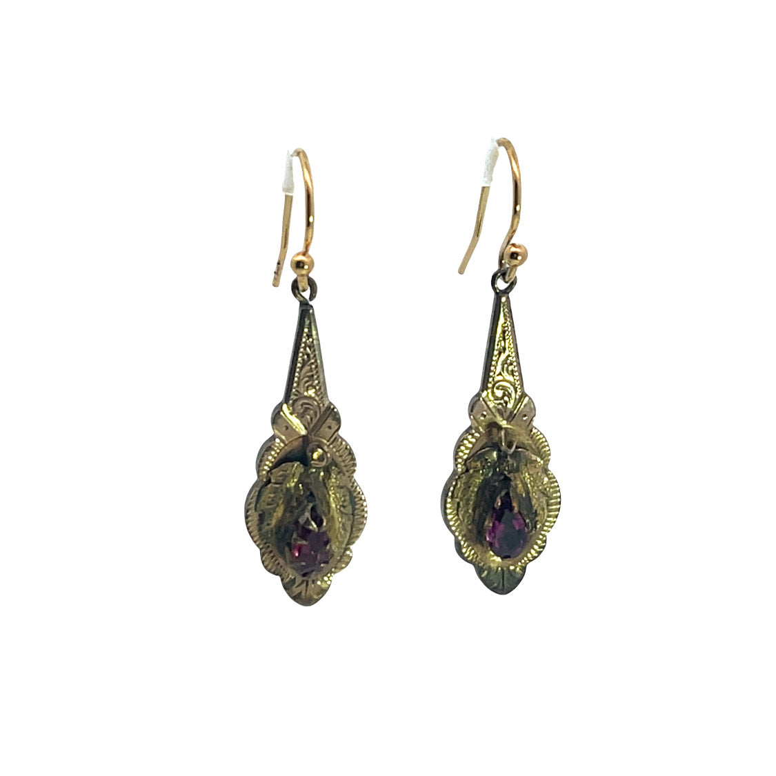 Victorian Gold Filled with garnet drop earrings