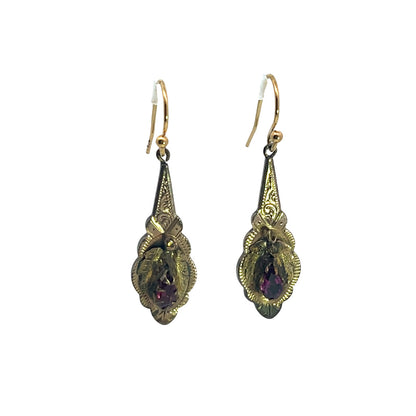 Victorian Gold Filled with garnet drop earrings