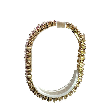 Modern 14KY gold, diamond and marquise ruby line bracelet