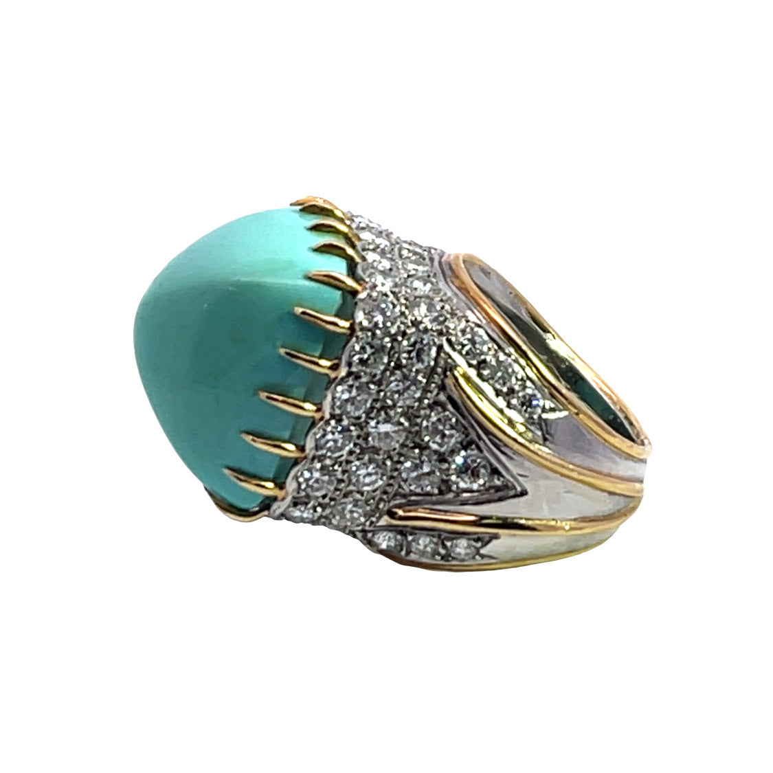 Modern 18KY and white gold with diamond, turquoise ring