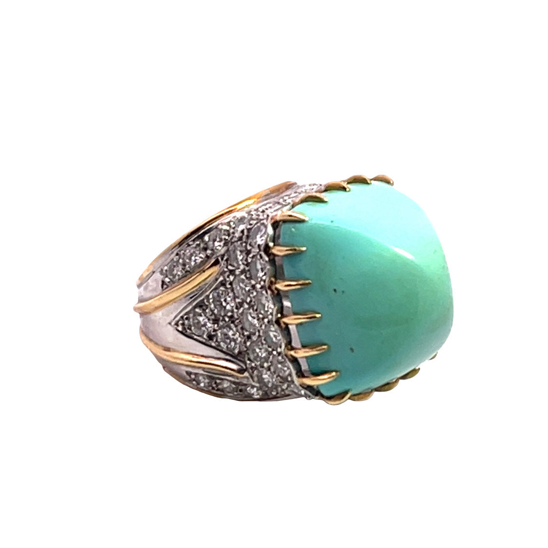 Modern 18KY and white gold with diamond, turquoise ring