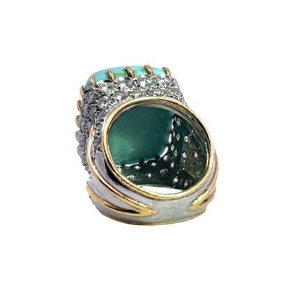 Modern 18KY and white gold with diamond, turquoise ring
