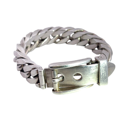 Modern Sterling Silver Gucci belt buckle bracelet