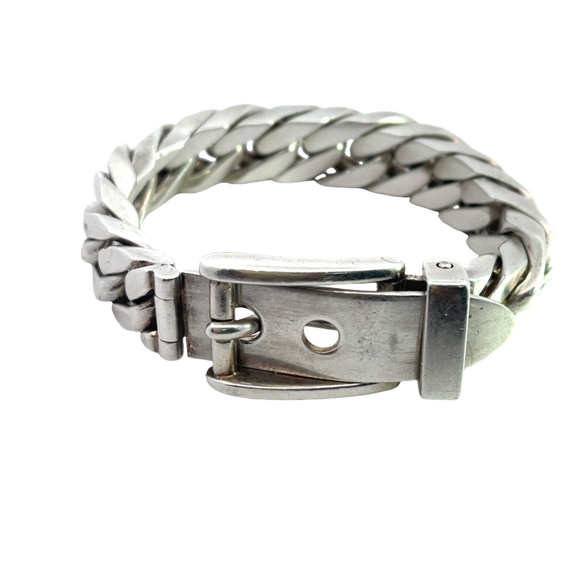 Modern Sterling Silver Gucci belt buckle bracelet