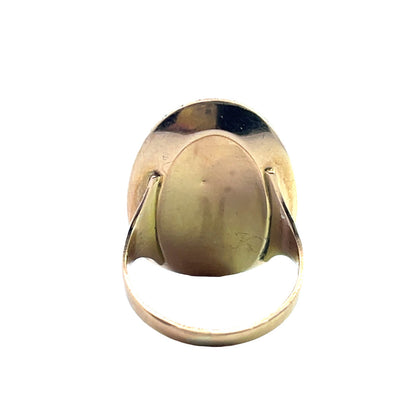 Georgian 15KY gold seed pearl and human hair mourning ring