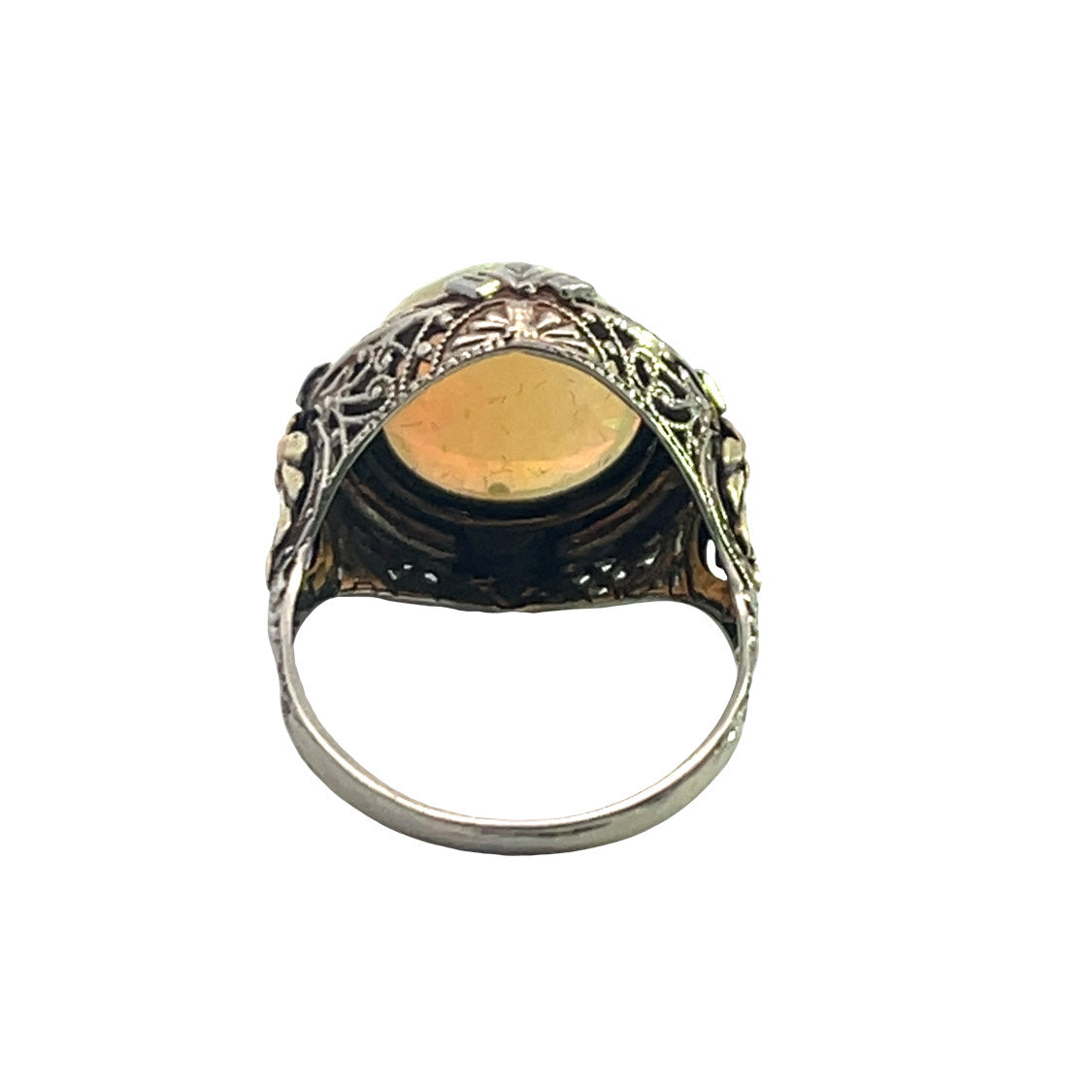 Victorian 14K white, yellow and rose gold African opal