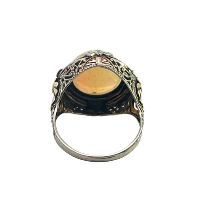 Victorian 14K white, yellow and rose gold African opal