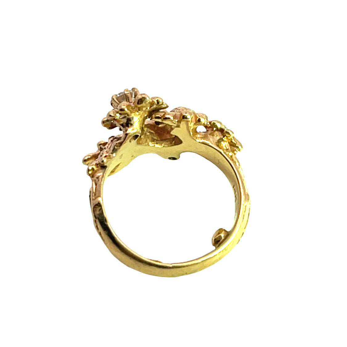 Modern 14KY gold and diamond floral ring