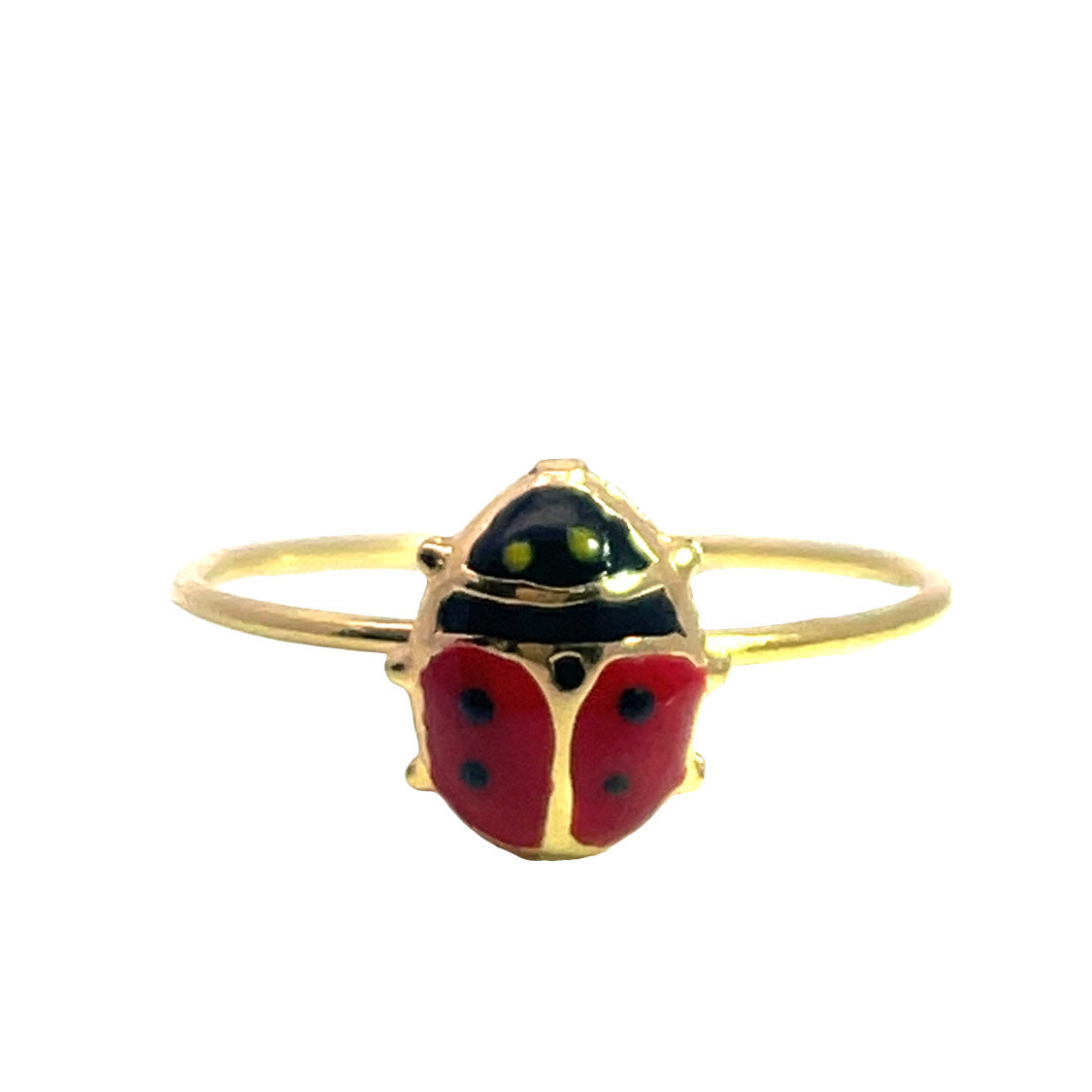 Modern 18KY gold and enamel 'Ladybug' ring