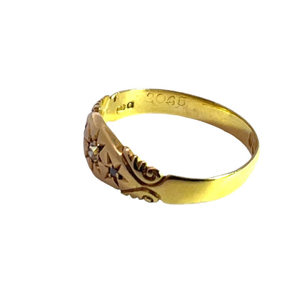 Victorian 18KY gold and star set diamond ring