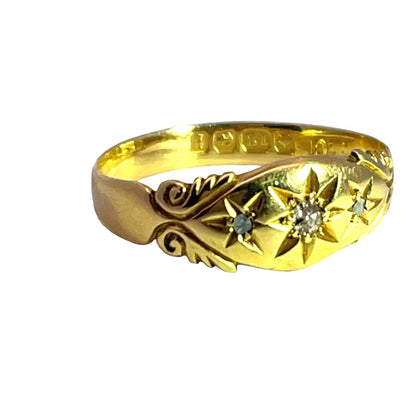 Victorian 18KY gold and star set diamond ring