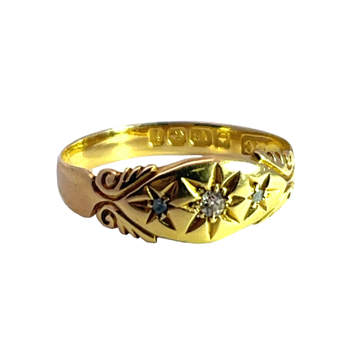 Victorian 18KY gold and star set diamond ring