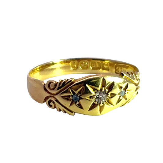 Victorian 18KY gold and star set diamond ring