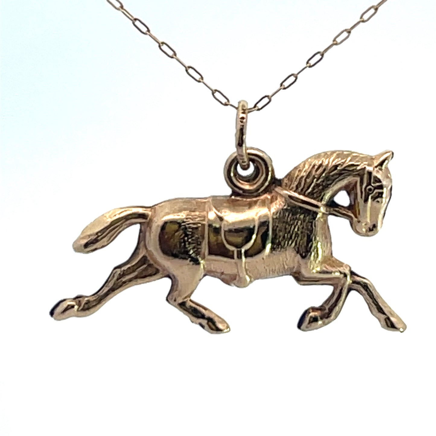 Modern 14KY gold horse charm for bracelet or pendant
