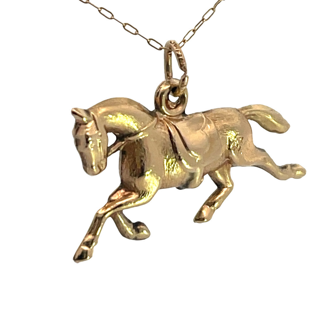 Modern 14KY gold horse charm for bracelet or pendant