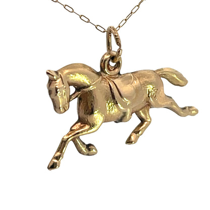 Modern 14KY gold horse charm for bracelet or pendant