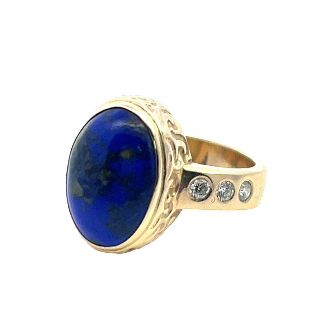 Modern 14KY gold, diamond and lapis ring