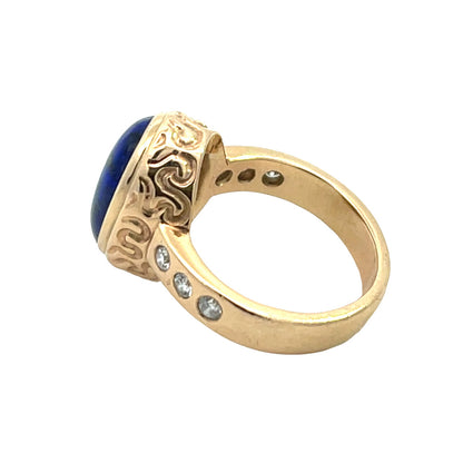 Modern 14KY gold, diamond and lapis ring