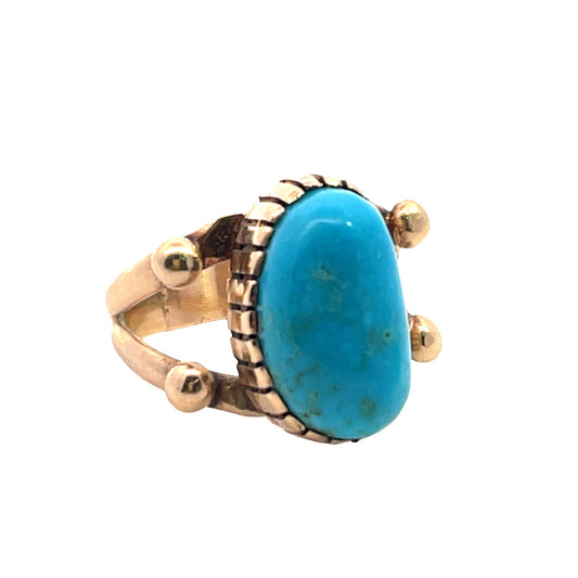 Native American 14KY gold and turquoise ring