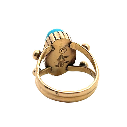 Native American 14KY gold and turquoise ring