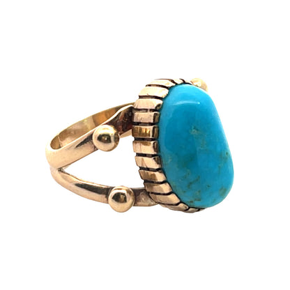 Native American 14KY gold and turquoise ring