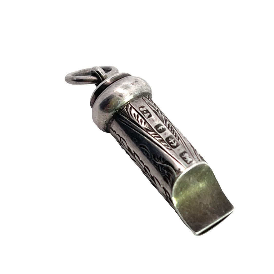 Victorian Sterling Silver Floral Nanny whistle pendant