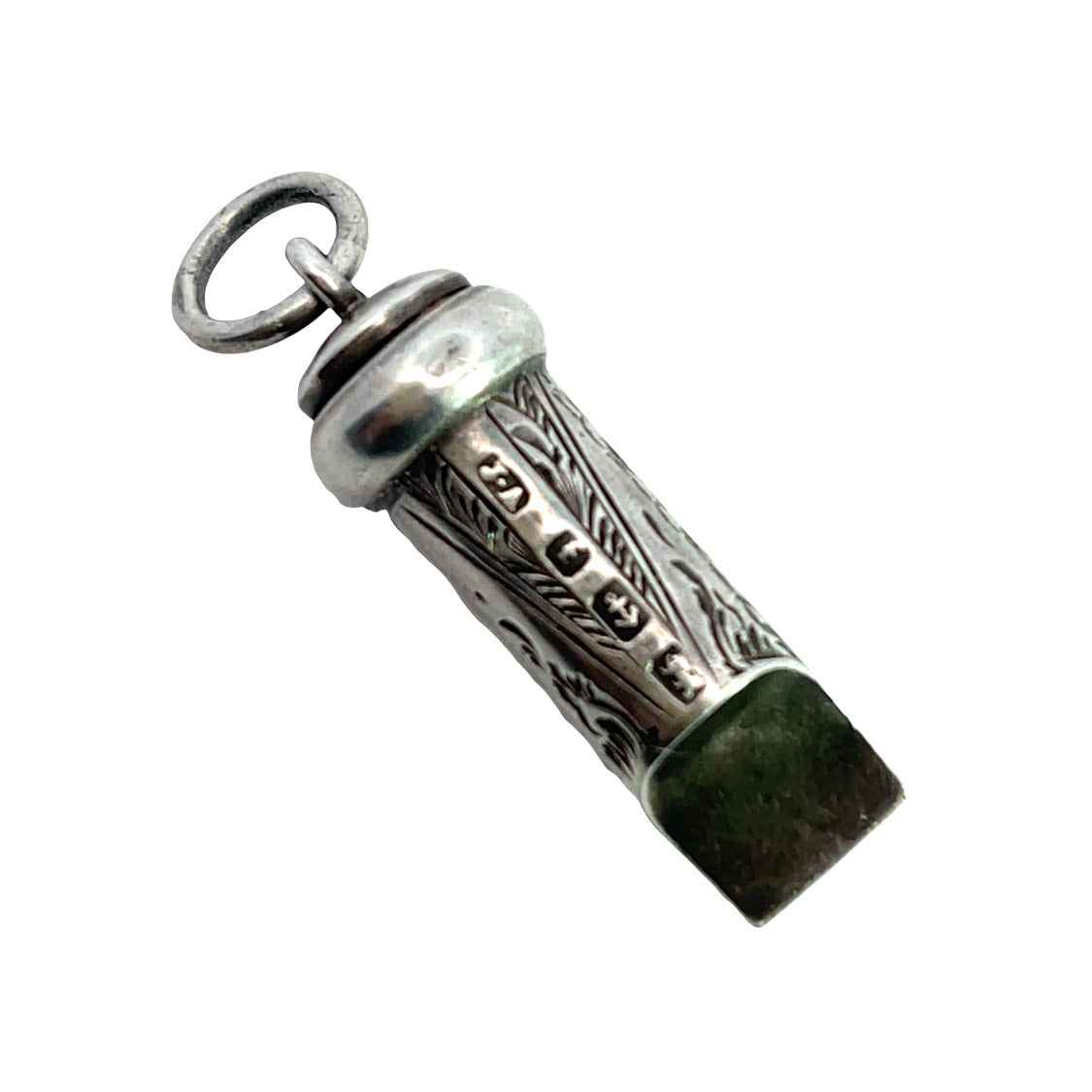 Victorian Sterling Silver Floral Nanny whistle pendant