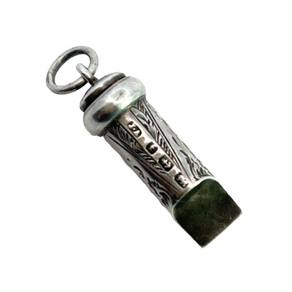 Victorian Sterling Silver Floral Nanny whistle pendant