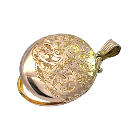 Victorian 9 CT engraved locket pendant