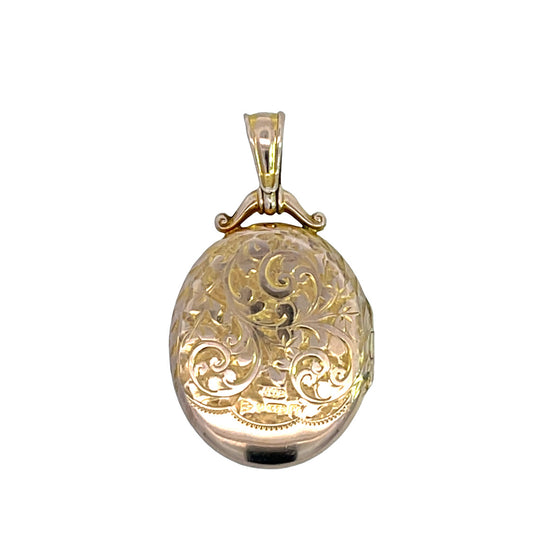 Victorian Gold Filled engraved locket pendant