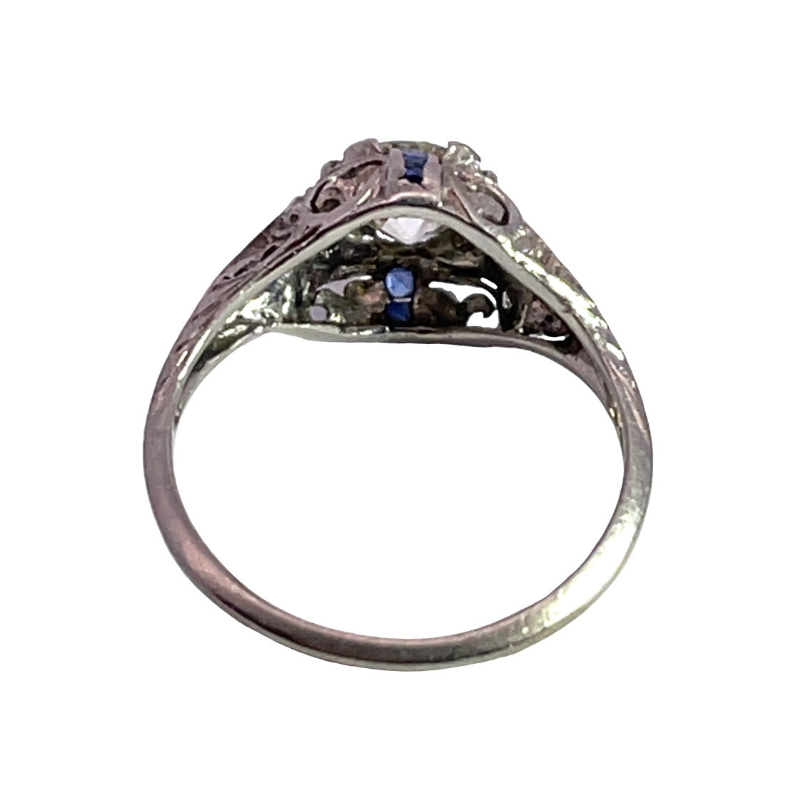Art Deco platinum, diamond and sapphire ring