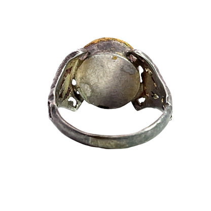 Victorian Sterling silver, 18KY gold and hand carved emerald ring