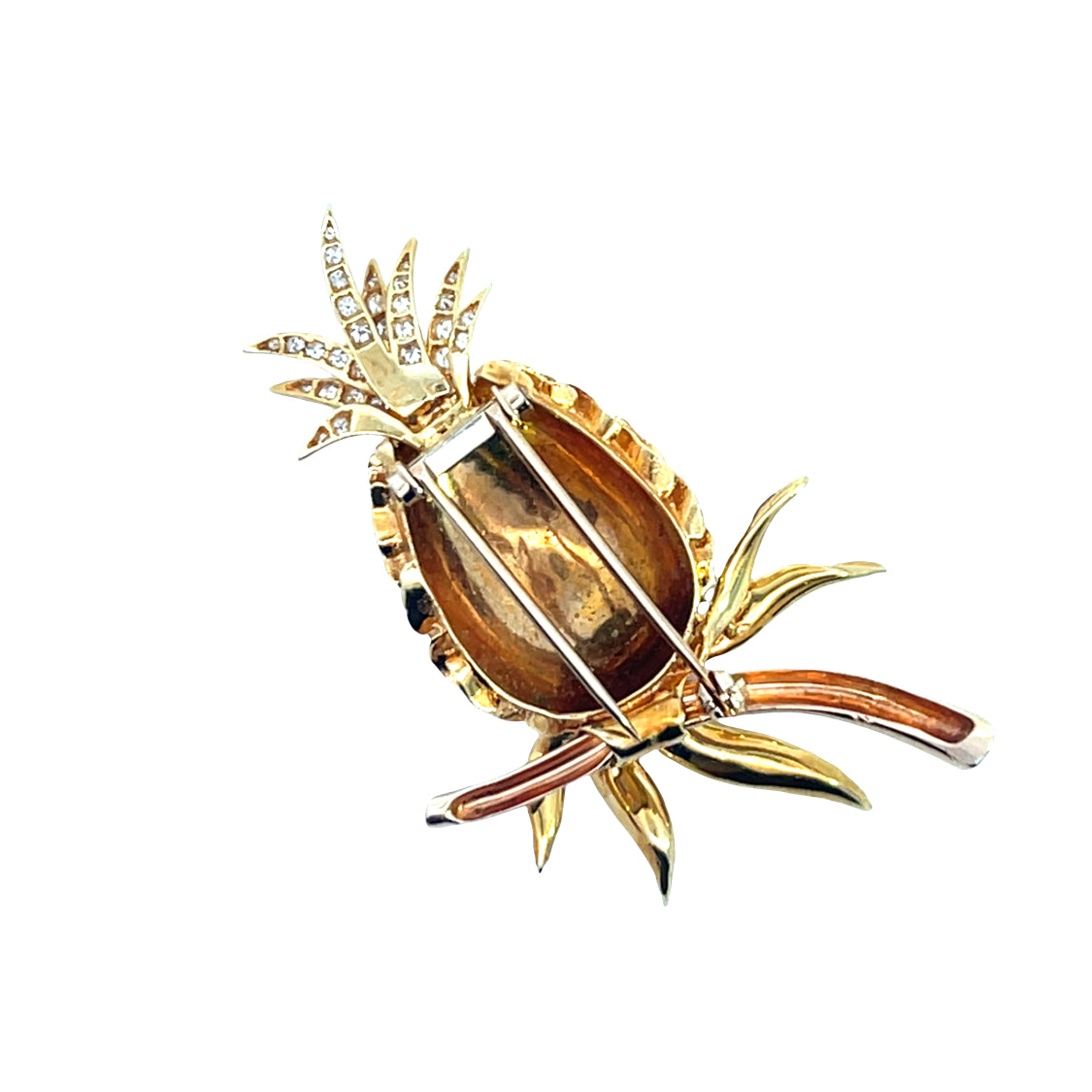Modern 18KY gold and diamond pineapple dress clip