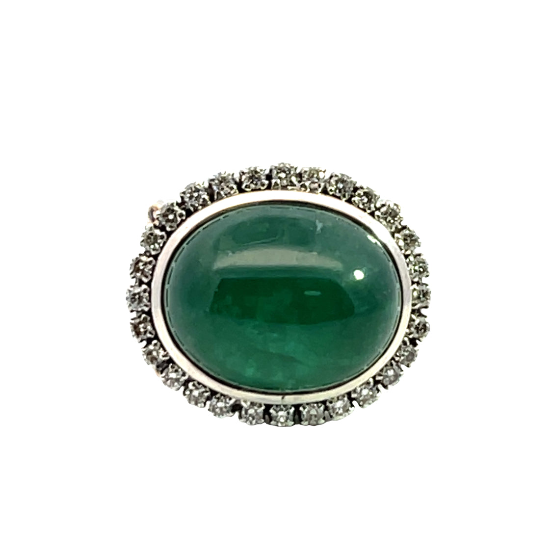 Modern 18KY gold, sterling silver, diamond, ruby and emerald cabochon ring