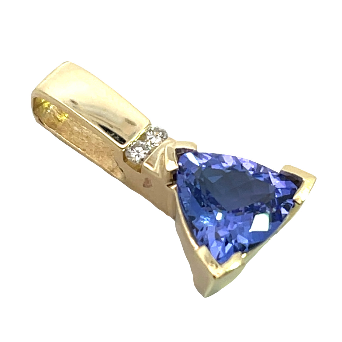 Modern 14KY gold Tanzanite and natural diamond pendant