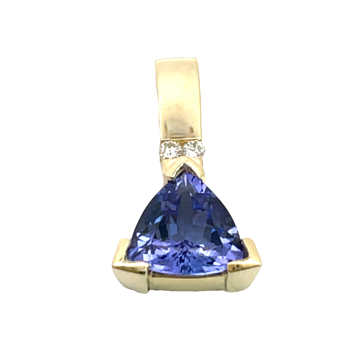 Modern 14KY gold Tanzanite and natural diamond pendant