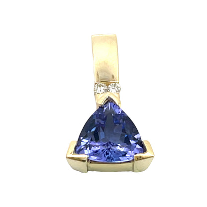 Modern 14KY gold Tanzanite and natural diamond pendant