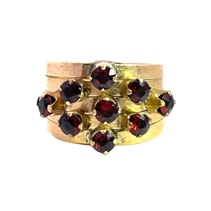 Victorian 14KY gold and garnet 'Harem' style ring