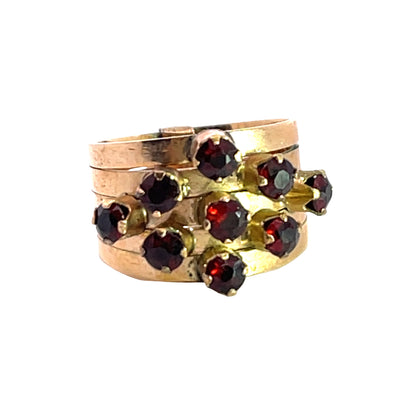 Victorian 14KY gold and garnet 'Harem' style ring