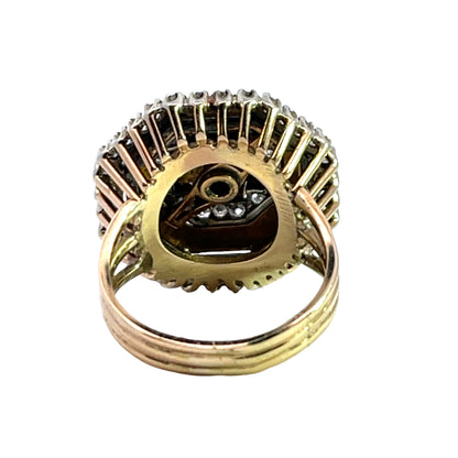 Victorian Revival 14Kwhite and gold rose gold, diamond and enamel ring