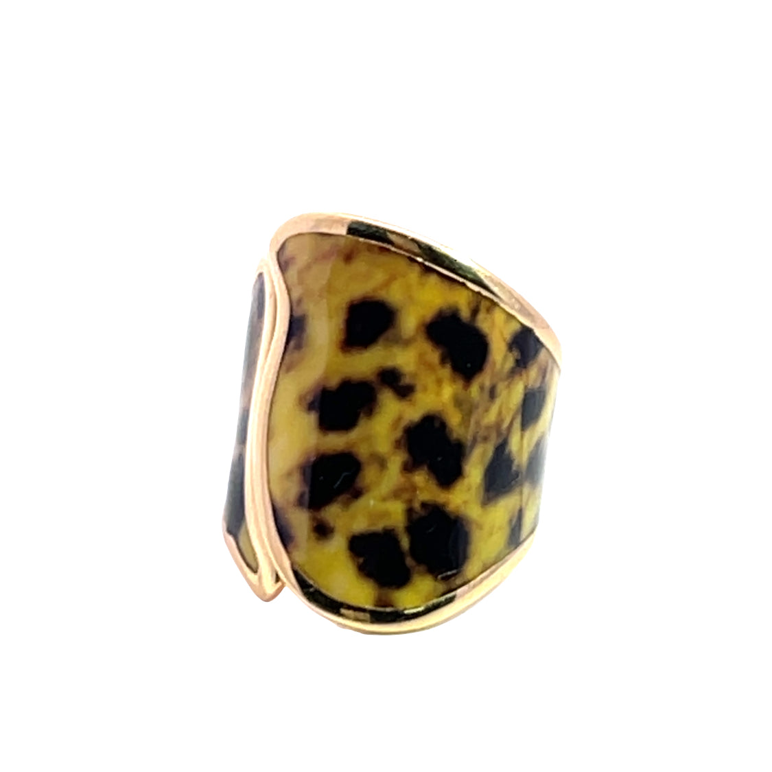 Modern 18KY gold and Leopard enamel ring