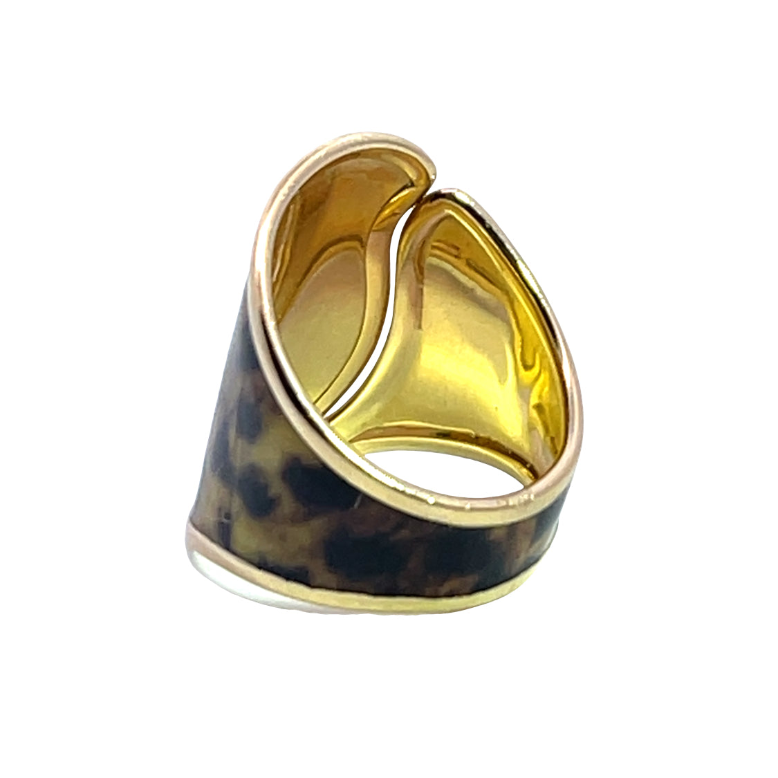 Modern 18KY gold and Leopard enamel ring