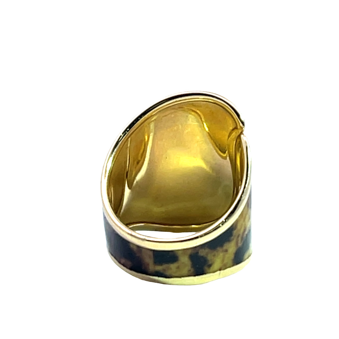 Modern 18KY gold and Leopard enamel ring