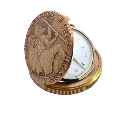 Modern 14KY gold Movado St. Christopher pocket pendant watch