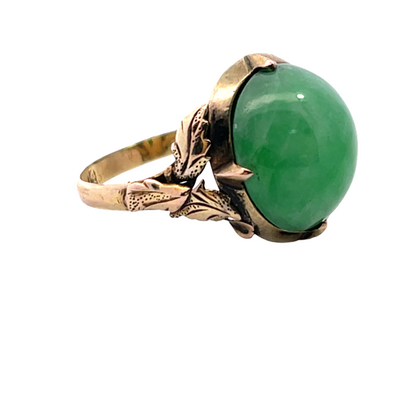 Victorian 14K Yellow gold and Green Jade ring