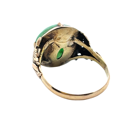 Victorian 14K Yellow gold and Green Jade ring