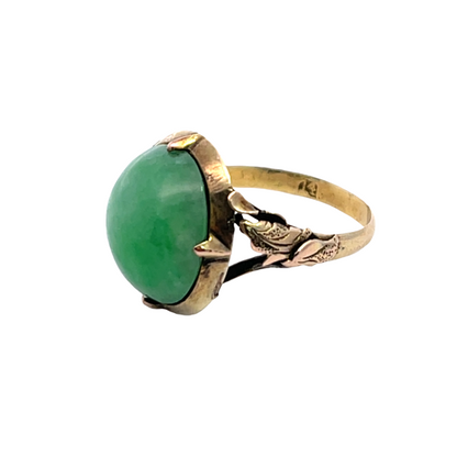 Victorian 14K Yellow gold and Green Jade ring